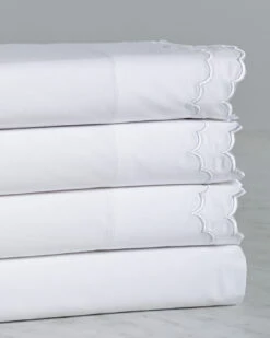 Melange Home Double Scalloped Emb Sheet Set Sheets White